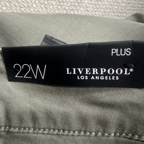 Liverpool Cargo Trouser Women 22W Army Green Zip Hem Joggers Utility Pockets - Picture 11 of 12